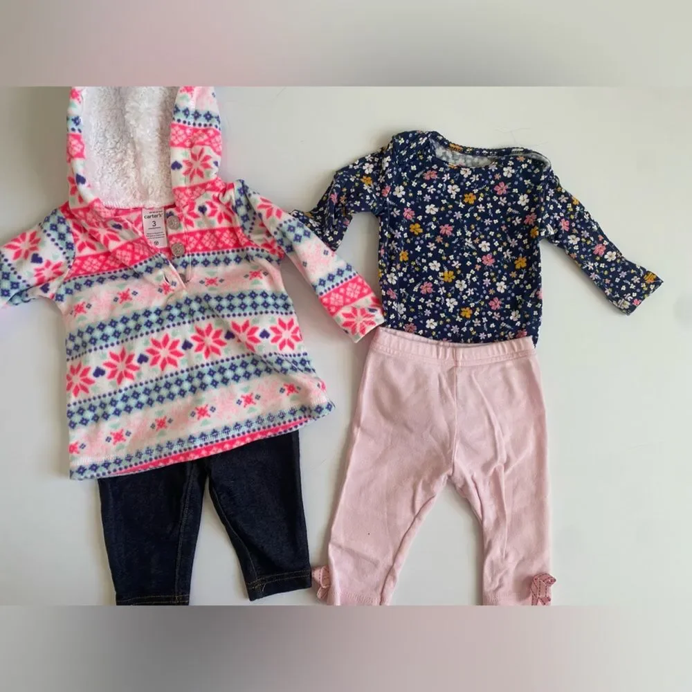 Floral and Patterned Baby Winter Outfit Set Carter’s 3months